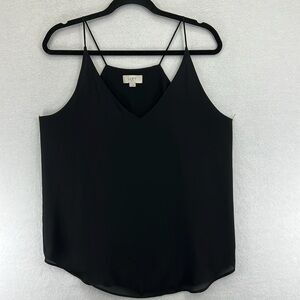Loft Black Flowing Camisole Size Medium Racerback 100% Polyester Lined Like New